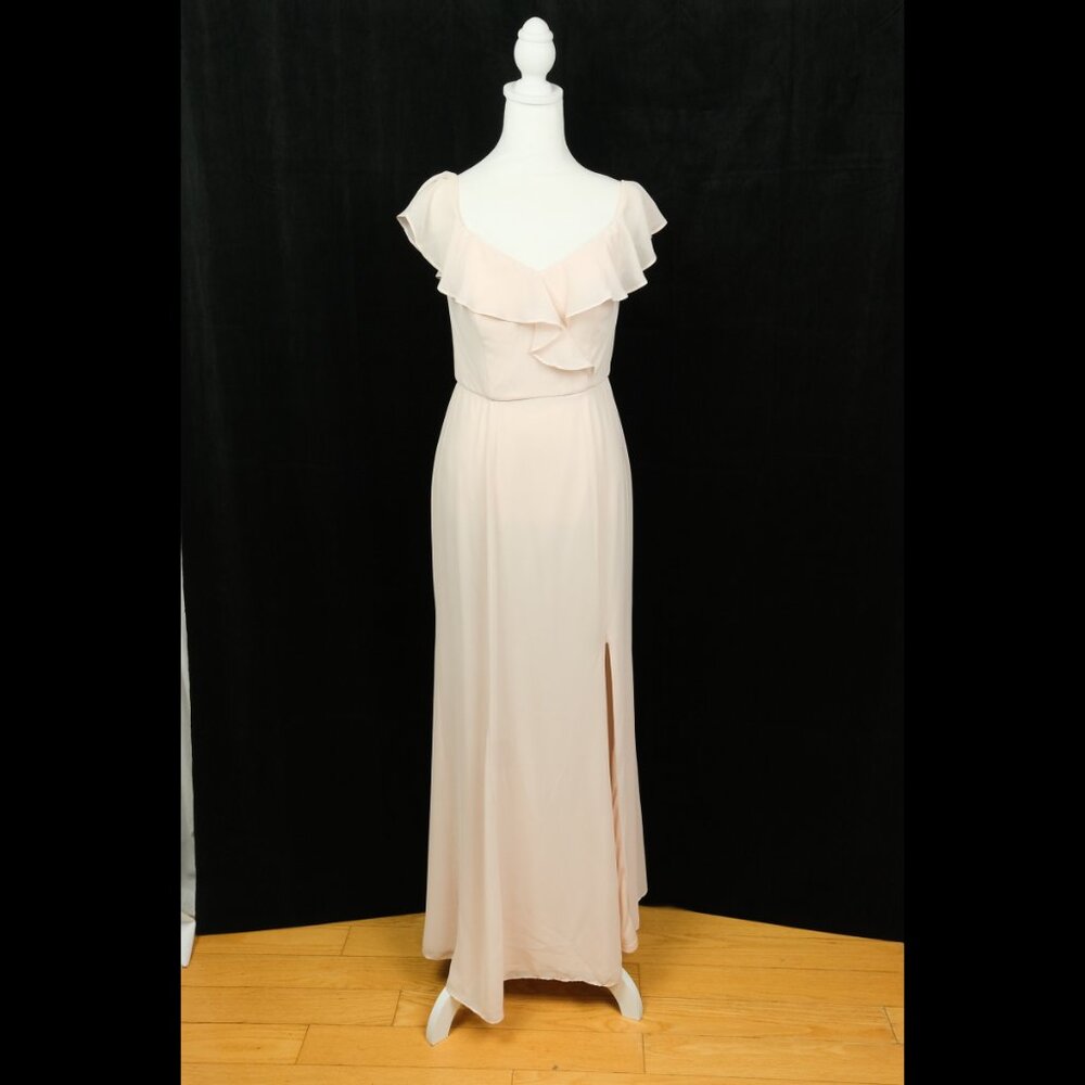 LEVKOFF Chiffon Gown Flutter Sleeve Empire Dress Pink Size 8 Formal Wear